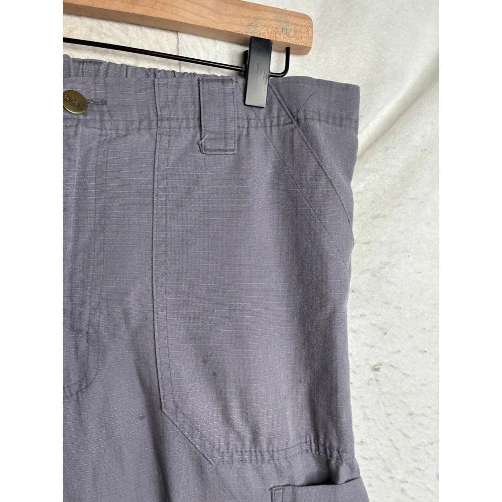 Carhartt Mens Grey Ripstop Cargo Work Pants Size Medium Elastic Waist Utility